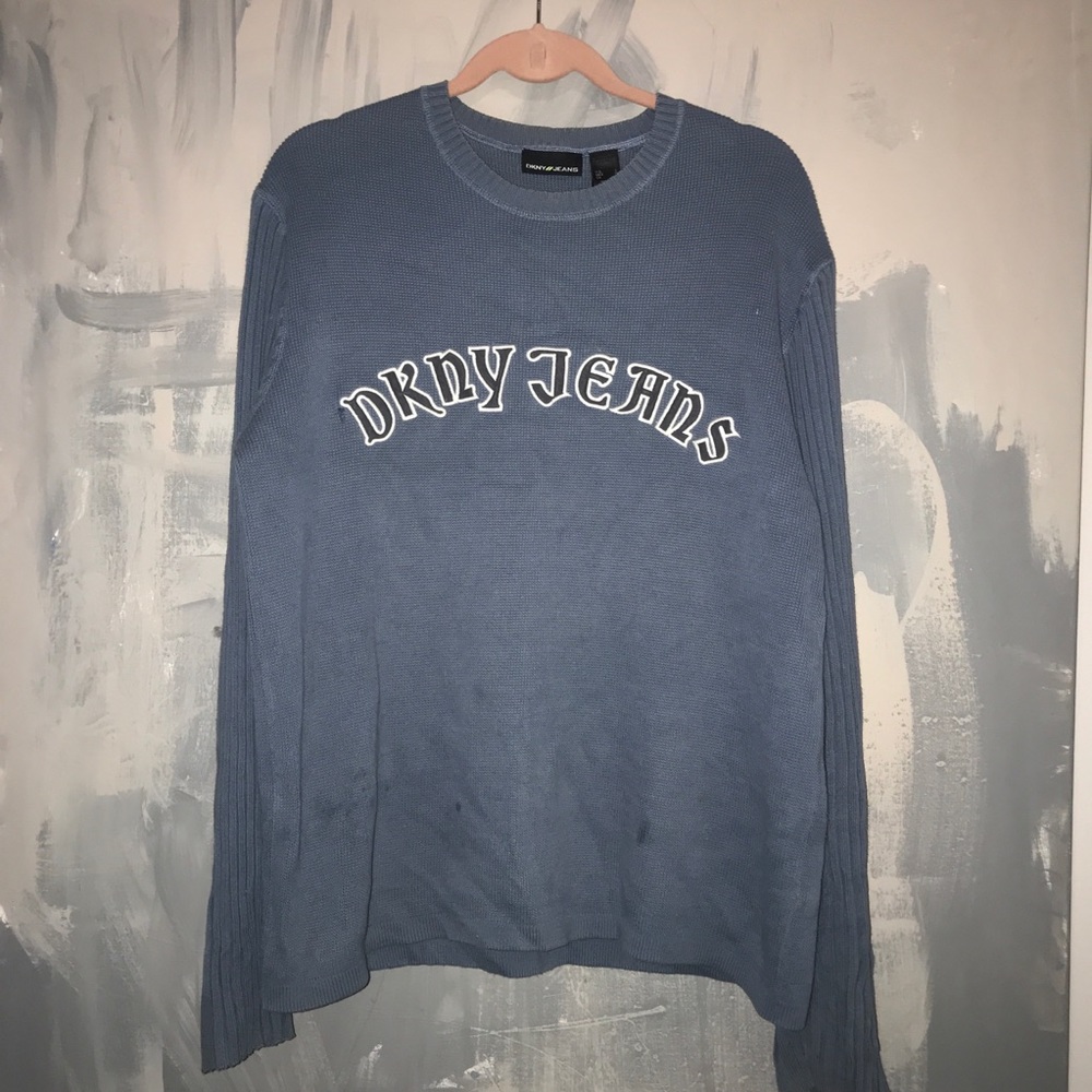 DKNY Vintage Knit Sweater, Blue Women’s Size L